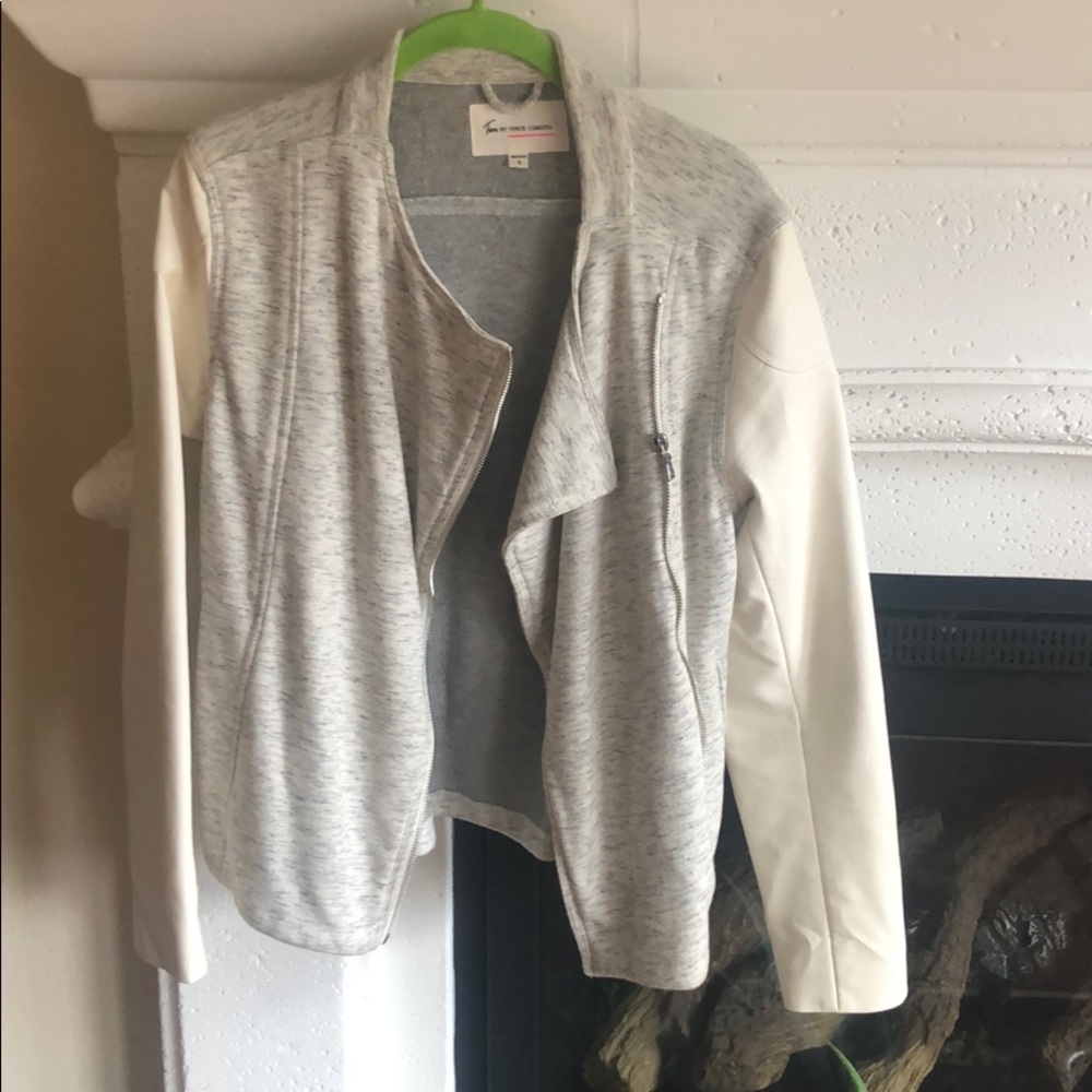 Vince Camuto white faux leather jacket